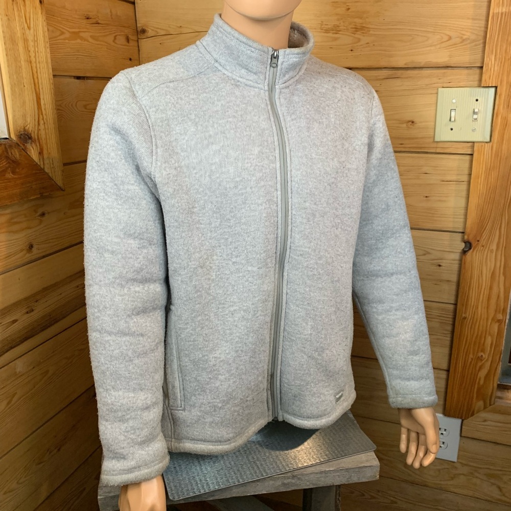 Avalanche Men’s Large Heather Gray Grey Sherpa Lined Fleece Full Zip Sweater Coa